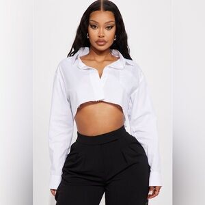 White button up long sleeve cropped skirt size small